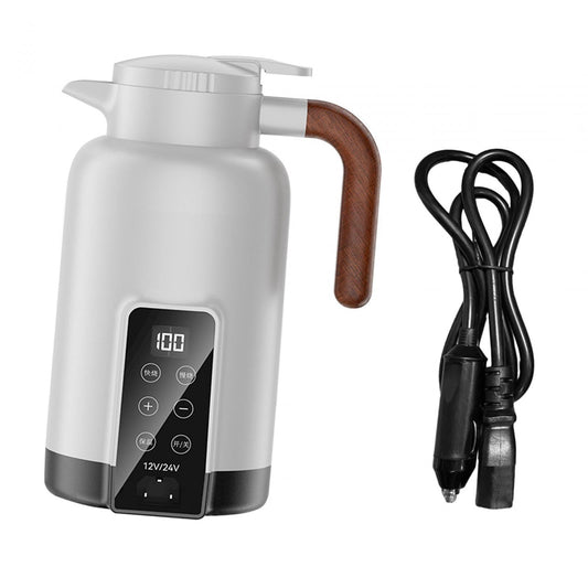 perfk Car Heating Cup 1.3L Auto Heating Kettle for Tea Heating Water Beverage White