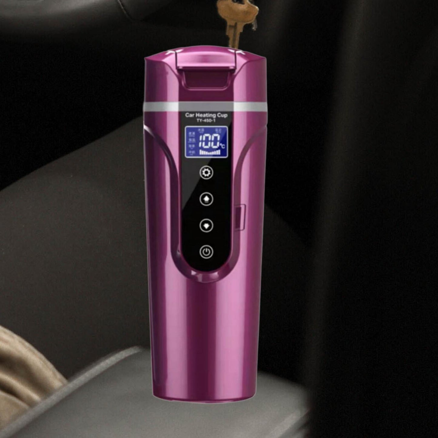 perfk Car Heating Cup 450ml Water Boiler Cars Electric Kettle Car Heated Water Cup violet